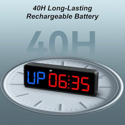 Acedeck Portable Gym Timer Clock: Fitness Digital Clock with Strong Magnet - Remote Control for Fitness Enthusiasts - Powerful Battery for Home Gym Garage Boxing - color: Black