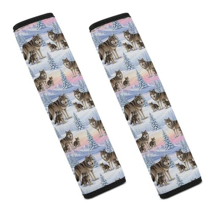 2 Pack Soft Padded Seat Belt Cover for Girls and Boys, All Vehicles, Wolf Wolves Family Harness Pads Strap, Anti-Slip Pad - color: Pattern 635