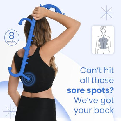 Ranarose Deep Tissue Back & Neck Massager - Back Massager Stick for Pain Relief, Muscle Knot Remover, Trigger Point Massage Tool for Full Body, Shoulders, Legs - Pressure Point Massage Tool (Blue) - color: Blue