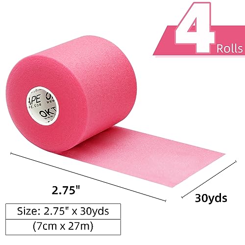 OK TAPE 4 Rolls Black Athletic Tape and 4 Rolls Pink Pre Wrap Tape