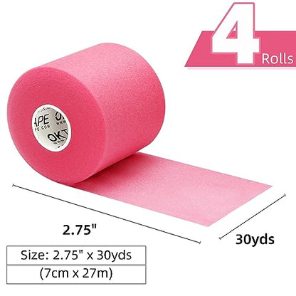 OK TAPE 4 Rolls Black Athletic Tape and 4 Rolls Pink Pre Wrap Tape