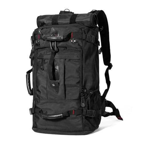 YOUMIAN Large Capacity For Travel Hiking Sports Carry On Backpack Durable Convertible Duffle Bag Laptop airplane (black, 60L-Large) - color: Black, size: 60L-Large SideAccess