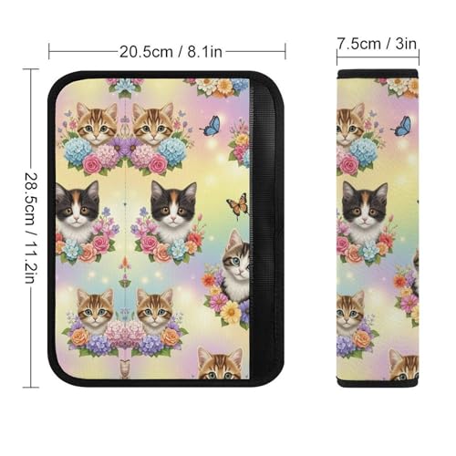 2 Pack Universal Fit Seat Belt Shoulder Pad for Kids, Car Seats Pushchair Strollers High Chair Pushchair, Cute Cat Floral Art Shoulder Protector, Anti-Slip Pad - color: Pattern 883