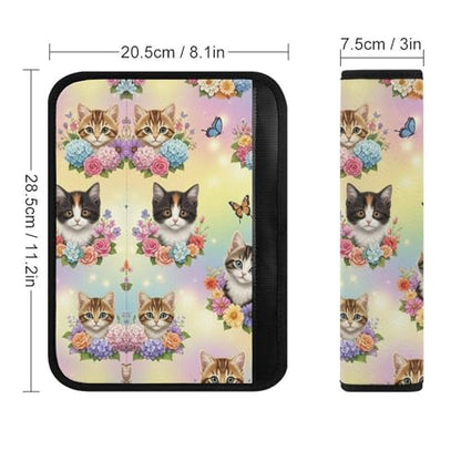 2 Pack Universal Fit Seat Belt Shoulder Pad for Kids, Car Seats Pushchair Strollers High Chair Pushchair, Cute Cat Floral Art Shoulder Protector, Anti-Slip Pad - color: Pattern 883