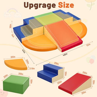TODIBY 6-Piece Soft PU Leather Toddlers Climbing Toys (XL Size), Baby Foam Climbing Blocks, Extra Large Foam Play Gym Climber Structures for Toddler 3, Indoor Climb and Crawl Activity Play Set - style: XL Classic