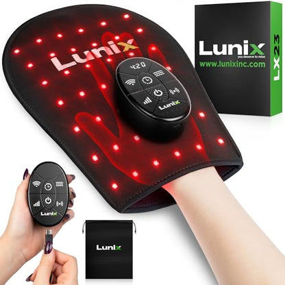 Lunix LX23 Red Light Therapy for Hand, 50 Triple Chips LED 850 and 660nm, Infrared Therapy for Circulation & Joint Support with Vibration, Portable, Rechargeable, Adjustable Intensity - size: Hand