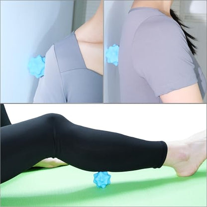 Small Spiky Massage Ball Trigger Point Massage Tool 2.2"×2.1" Blue | Solid Bumpy Massager for Deep Tissue Myofascial Release Hand Foot Plantar Fasciitis Pain Relief Knots Acupoint Yoga Fitness - color: Blue