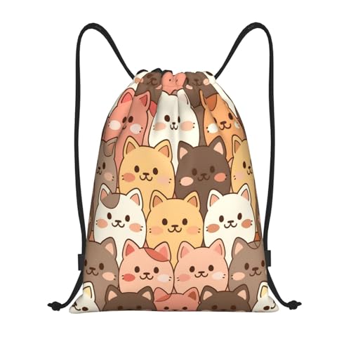 Drawstring Sports Backpacks - Lightweight Swim Gym Bags for Women Men String Sackpack for Beach Travel Yoga(Small, Animal Cats) - color: Animal Cats, size: Small