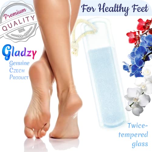 Genuine Czech Glass Foot File - Two-Sided Different Grit Surface, Gentle Callus Remover, Pedicure & Spa Rough Skin Scrubber, Professional Toenail and Heels Care, EU Quality, Large Size - color: Large - Yellow Orange