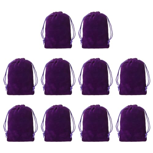 Drawstring Dice Bag 3.54" x 4.72" Durable Flocking Cloth Tarot Card Bag Perfect for Dice Storage & Jewelry & Chess & Cosplay Coin & Board Gaming Accessories (Purple, 10pcs) - color: Purple, size: 3.54"x4.72"