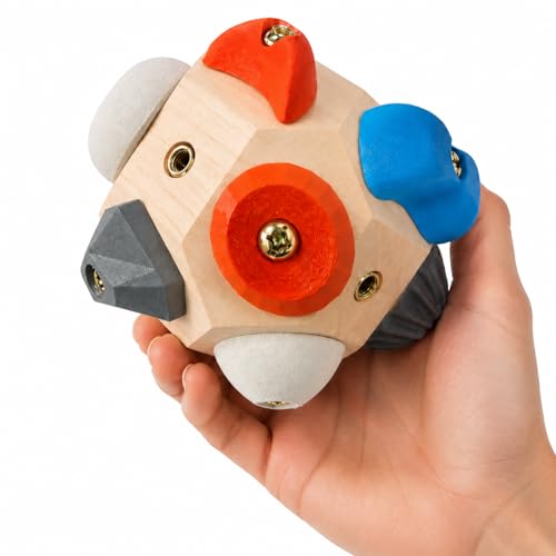 Wooden Climbing Hold Block for Climbers, Portable Finger Grip Trainer with Resin Holds, Rock Climbing Practice Toy Gift
