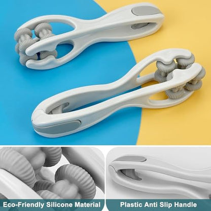 2pcs Finger Massager for Arthritis Pain Relief Manual Roller White | Hand Thumb Palm Foot Acupressure Massage Tools for Arthritis Massager Mothers Day Gift for Woman - color: White