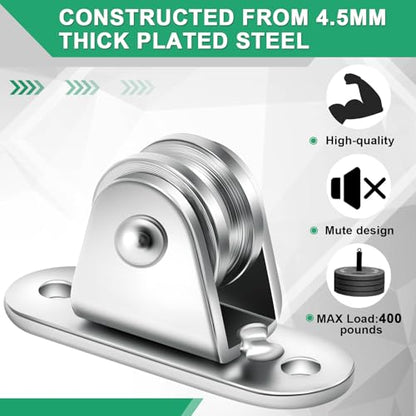 Yaocom 20 Pcs Small Pulley Block 1 Inch Wall Mount Pulley Stainless Steel Silent Pulley Wheel Loading 400lb Duplex Pulley Heavy Duty Fixed Pulley for Rope Cord Moving Wall Ceiling Mount DIY Project