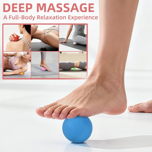 Lacrosse Ball 2 Pack for Myofascial Release Purple Blue | Durable rubber, 2.5"; deep tissue, trigger point; yoga, recovery - color: Purple and Blue