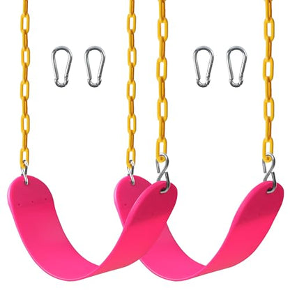 Sunnyglade 2PCS Swings Seats Heavy Duty with 66" Chain, Playground Swing Set Accessories Replacement with Snap Hooks, Support 250lb (2, Pink) - color: Pink