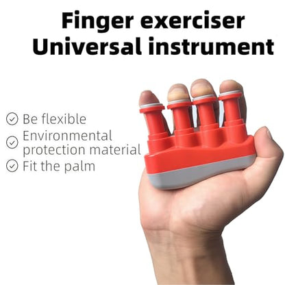 Finger Strengthener, Nalu Hand Grip Trainer Exerciser for Piano, Guitar, Bass, Ukulele Players, Plastic Material, Lightweight and Portable - Improve Finger Flexibility, Strength,1 Pack (Red+Gray) - color: Red+Gray