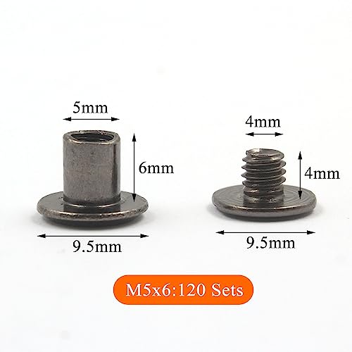 Gun Metal Chicago Binding Screws Assorted Kit Nail Rivet Chicago Button DIY Leather Decoration Bookbinding Round Flat Head Stud Screw (Gun Metal 3/16"x1/4"-125 Sets) - size: Gun Metal 3/16"x1/4"-125 sets