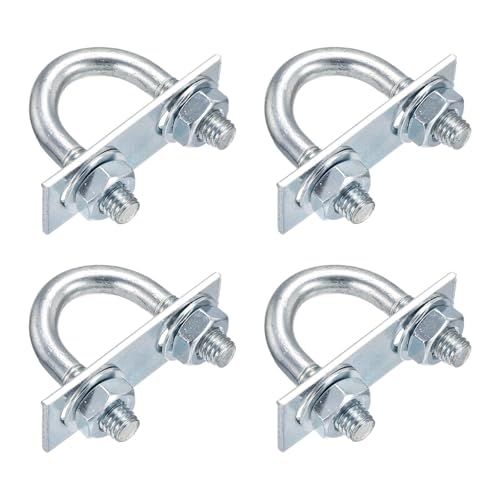 DTGN M8x22x45mm U Bolts Round Kit - 4Set - Carbon Steel U-Bolt Kit with Nuts, Washers, Frame Plate - Good for Pipe, Trailer, Automotive, Leaf Spring Fastener - size: M8x22x45mm
