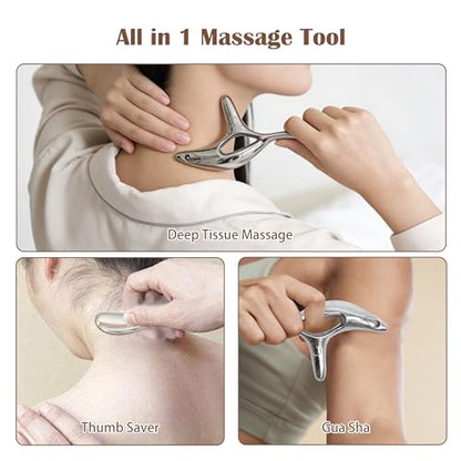 Zinc Alloy Trigger Point Massage Tool for Deep Tissue Massage& Acupressure Body Gua Sha Tool, Muscle Scraper Neck Massager Fascia Blasterfor Full Body Pain Relief