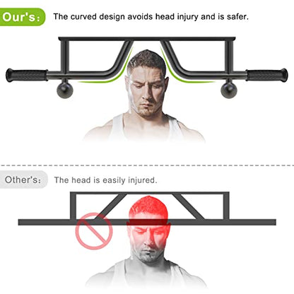 SELEWARE Heavy Duty Welded Pull Up Bar Wall/Joist/Ceiling Mount Chin Up Bar | Multifunctional Pull-up Bars w/Resistance Band Hooks for Home Gym Strength Training, Sturdy Steel Construction Support 500 lb - color: C2: Black Wall Mount Pull Up Bar