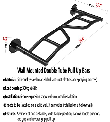 Wall-Mounted Pull Up Bar, Steel Horizontal Bar, Adjustable Distance Wall Climbing Frame Pull-up Bar, Load 300KG