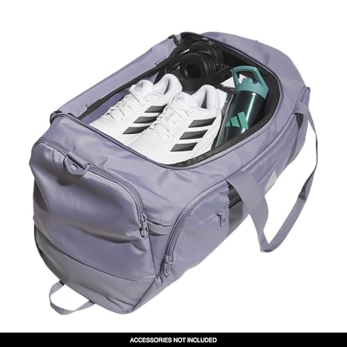 adidas Defender 5 Duffel Bag for Sports, Gym and Travel, Slate Grey/Silver Metallic, OSFA - color: Slate Grey/Silver Metallic/Medium 59L, style: Medium 59l