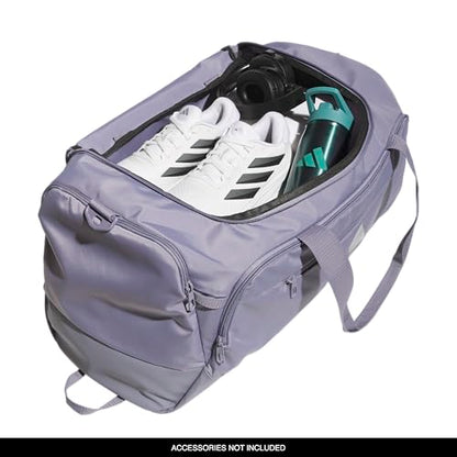 adidas Defender 5 Duffel Bag for Sports, Gym and Travel, Slate Grey/Silver Metallic, OSFA - color: Slate Grey/Silver Metallic/Medium 59L, style: Medium 59l