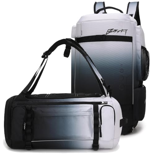 BESMART 40L 2 in 1 Convertible Gym Duffel Bags,Large Sport Backpack for Men | Shoes Compartment,Extra Large Workout Backpack,9 Outer pockets,Waterproof,Heavy Duty Backpacks,Travel/Hiking/Carry On,Black - color: Gardient Black, size: Large-40L