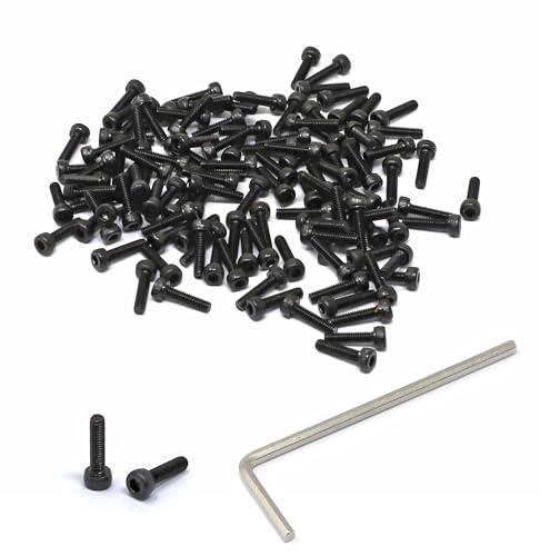 iexcell 100 Pcs M2.5 x 10mm Thread Pitch 0.45 mm Alloy Steel 12.9 Grade Hex Socket Head Cap Screws Bolts Kit, Black Oxide Finish - size: M2.5 x 10mm