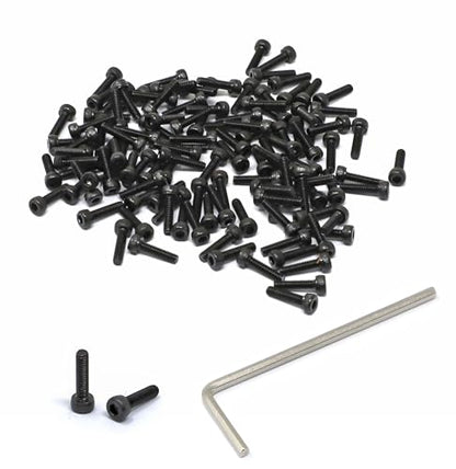 iexcell 100 Pcs M2.5 x 10mm Thread Pitch 0.45 mm Alloy Steel 12.9 Grade Hex Socket Head Cap Screws Bolts Kit, Black Oxide Finish - size: M2.5 x 10mm