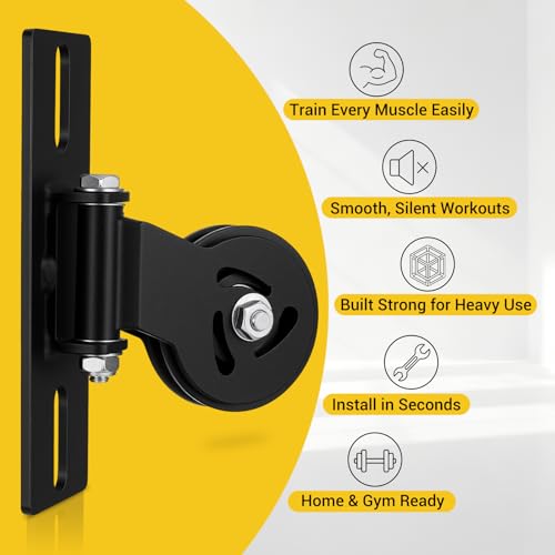Soulchen Cable Pulley System for Squat Racks Power Rack Pulley Attachment Fits 1" or 5/8" with Extended Slot Design Heavy-Duty 180° Swivel Polea for Home Gym Workout Strength Training Fitness