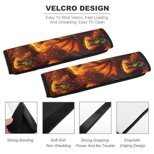 Soft Padded Seat Belt Shoulder Pad for Elderly Support, Stroller Pushchair High Chair, 2 Pack Mythical Fire Green Dragon Shoulder Harness Cover Neck and Shoulder Support - color: Pattern 853