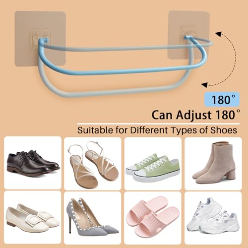 6 Pack Wall Mounted Shoe Rack with Sticky Hanging Strips, Wall Shoe Rack for RV camper, Small Space Shoes Holder for Door Shoes organizer Shelf No Drilling
