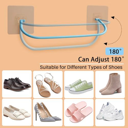 6 Pack Wall Mounted Shoe Rack with Sticky Hanging Strips, Wall Shoe Rack for RV camper, Small Space Shoes Holder for Door Shoes organizer Shelf No Drilling