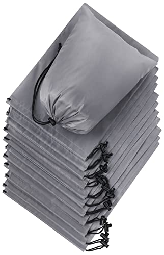 PALTERWEAR Drawstring Pouch with Toggle (8 x 11 Inch, 12 Pack, Grey) Nylon Cinch Bag for Travel, Gym, Camping and Storage - color: Grey, size: 8 x 11 - 12 pack