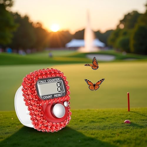 Electronic Tally Counter with Display, Resettable Portable Electronic Finger Counter for Golf, Track and Field, Lap Counting - color: Red