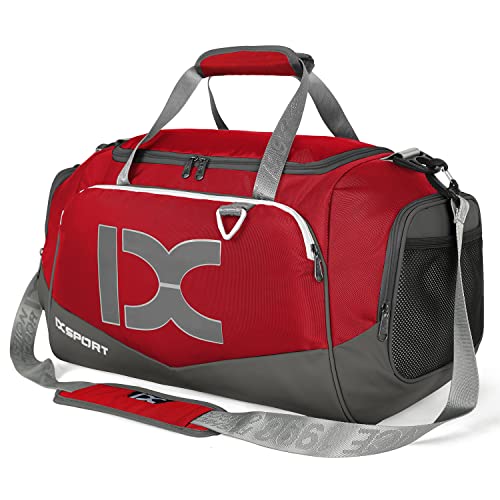 Sports Gym Bag，INOXTO Travel Duffel Bag with Dry Wet Pocket And Shoe CompartmentFor Women and Men，40L/55L Fitness Waterproof Weekender Bag For Swim Sports Travel Working Out (Red, 40L) - color: Red