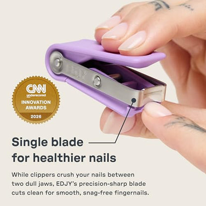 EDJY Fingernail Cutter - Precision Stainless Steel Nail Cutter for Fingernails | Sharp Blade, Ergonomic Design, Durable & Rust-Resistant | Ideal for Men and Women | Lilac - color: Lilac