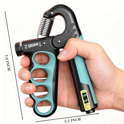 2PCS Adjustable Hand Grip Strengthener (11-220LB) - Automatic Counter Hand Wrist Forearm Exerciser, Grip Strength Trainer for Athletes, Musicians, Injury Recovery & Physical Therapy (Red)