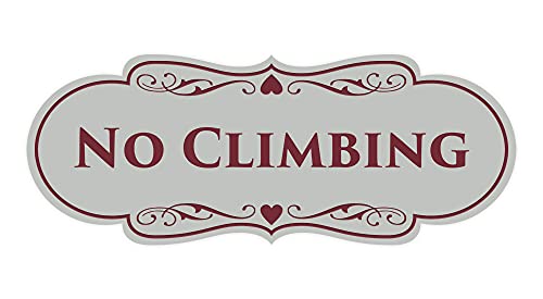 Signs ByLITA Designer No Climbing (Light Grey/Burgundy) - Small - color: Light Grey / Burgundy, size: 2 x 5" - Small (1 Pack)