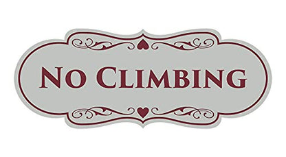 Signs ByLITA Designer No Climbing (Light Grey/Burgundy) - Small - color: Light Grey / Burgundy, size: 2 x 5" - Small (1 Pack)