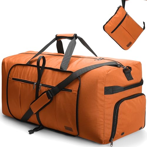 120L Foldable Waterproof Travel Duffel Bag for Men and Women with Shoe Compartment (Orange, EXTRA LARGE, 120L) - color: Orange, size: 120L