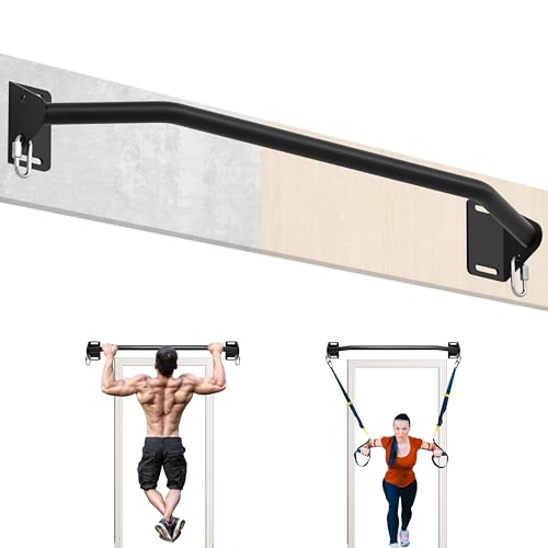 Pull Up Bar Wall Mounted-Heavy Duty Joist Mounted Pull Up Bar-Premium Strength Training Pull-Up Bars-Fast and Easy Installation for Home and Garage Use,Supports up to 600 Lbs - color: Black