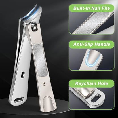 Ingrown Toenail Clippers, Slanted Nail Clippers for Thick Nails for Seniors, Edgy Angled Finger Nail Cutters for Adult, Men, Women with Curved Blade, Nail File - style: Champagne Gold