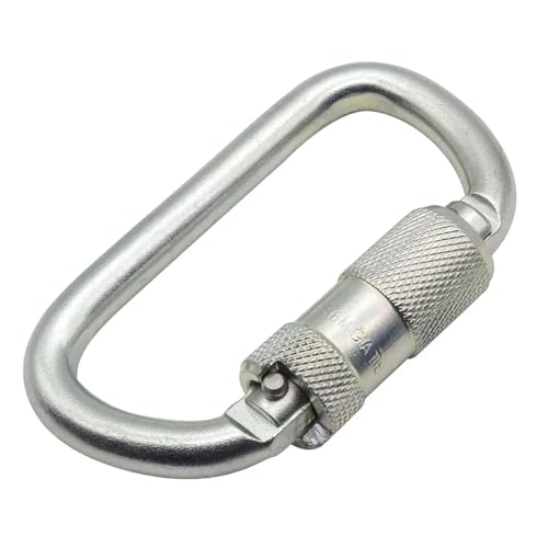 Heavy Duty Carabiner 30KN(6500LBS) Auto Locking Climbing Carabiners Clips for Rock Climbing,Rappelling,Hunting, Rescue Equipment(CE Rated,D Shape) - color: Silver(1Pack)