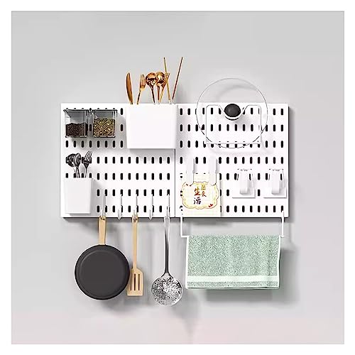 peg Board Display Stand, Kitchen Top Shelf Storage Wall Nail-Free Wall Plastic Hanging Board Free Punching Bathroom Accessories Hook(Style 1) - color: Style 1