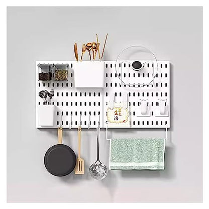 peg Board Display Stand, Kitchen Top Shelf Storage Wall Nail-Free Wall Plastic Hanging Board Free Punching Bathroom Accessories Hook(Style 1) - color: Style 1