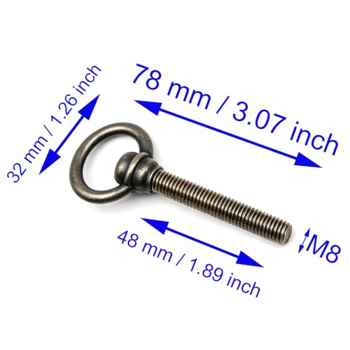 2 PCS Swivel Mirror Mounting Bolt M8 Antique Brass Mirror Frame Screws for Retro Rotating Mirrors (Screw Lenght: 50 mm / 1.97") - size: M8*60