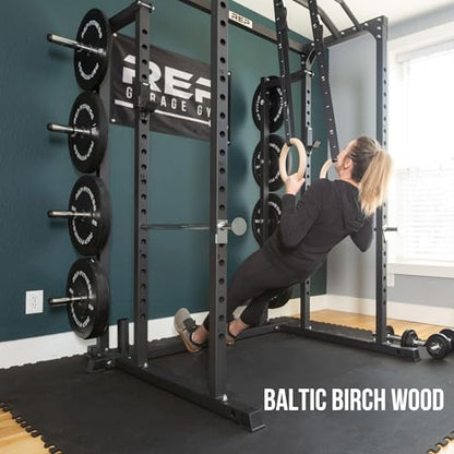 REP Fitness Wood Gymnastic Rings with Numbered Heavy Duty Adjustable Straps - Perfect for Cross-Training Workouts, Gymnastics and Conditioning - size: 1.11", style: 7.5' Straps