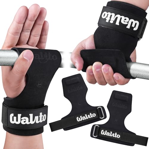 Weight Lifting Wrist Strap，Double Layer Leather Wrist Wraps with Neoprene Padding for Weightlifting & Deadlifts – Adjustable Gym Straps for Men & Women - color: Black